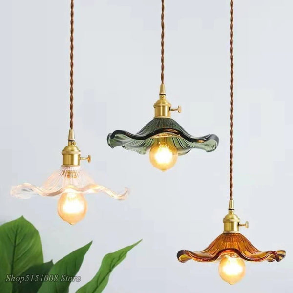 Moderne LED Hanglamp – Gekleurd Glas & Koper E27 Plafondlamp