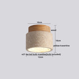 Nordic Plafondlamp LED Travertin & Hout – Modern Ellips Design