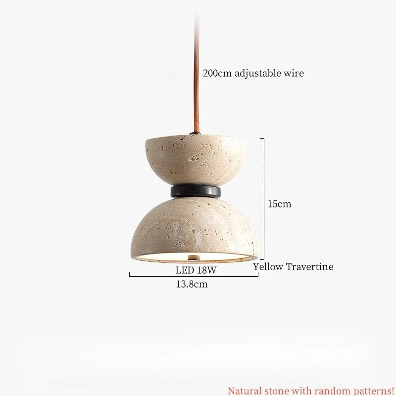 Nordic Houten Steen LED Hanglamp – Zwart/Geel – Modern Design