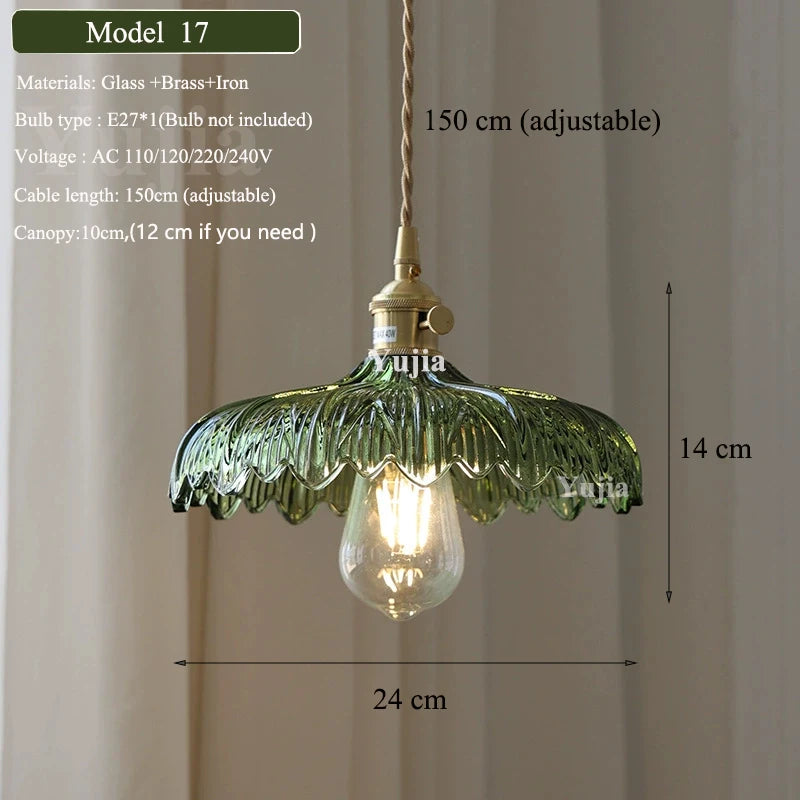 Groene Glazen Hanglamp – Vintage Moderne Plafondlamp E27