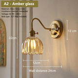 Japanse Retro Bloem Glazen Wandlamp E27 LED Bedlamp Modern Nordic