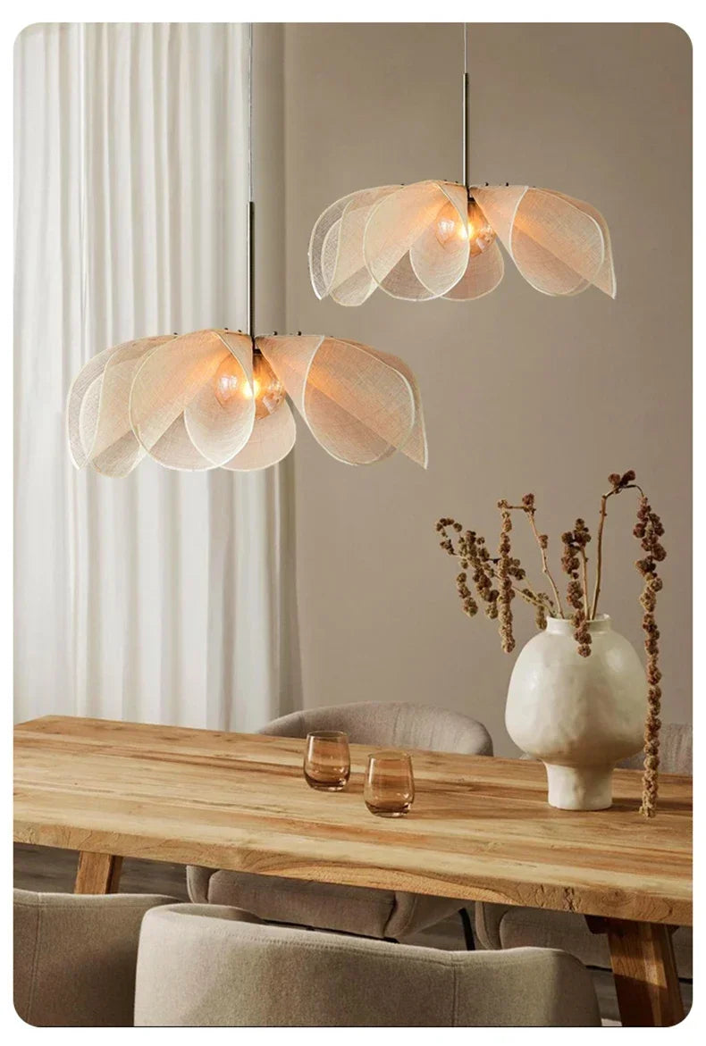 Vintage Stoffen Plafondlamp Wabi Sabi Hanglamp – E27 LED