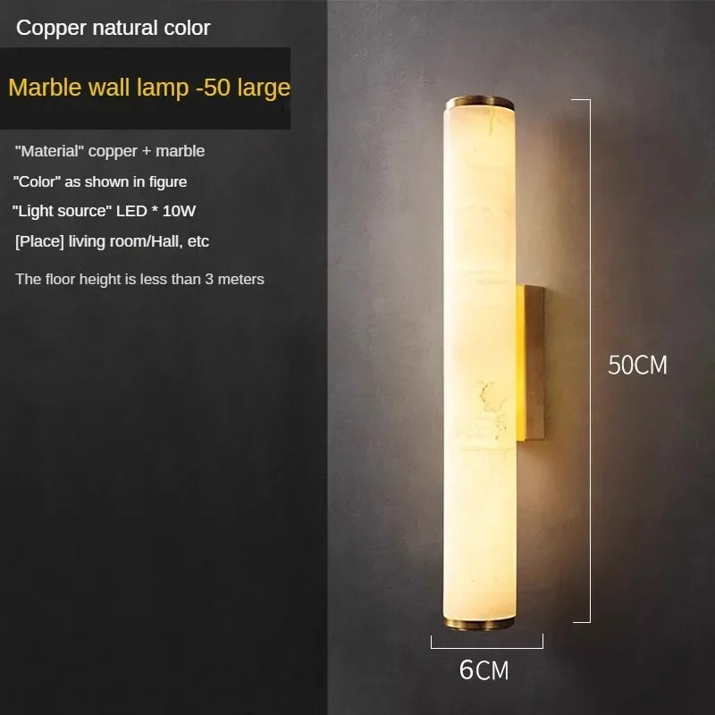 Luxe Marmeren Wandlamp – Minimalistisch Messing LED