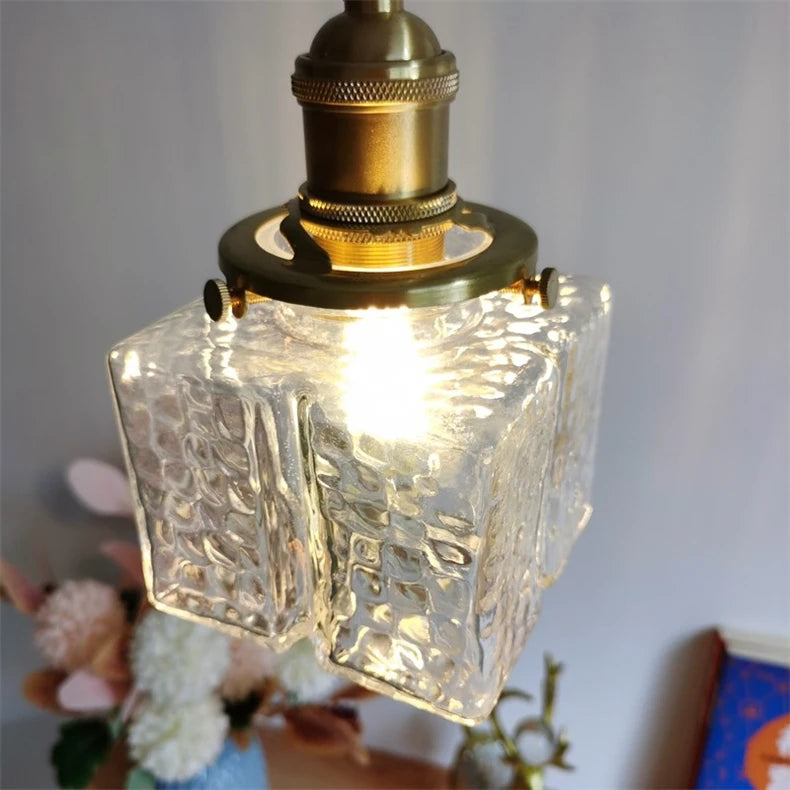 Japanse Vintage Glazen Hanglamp Brass LED Voor Slaapkamer & Eettafel