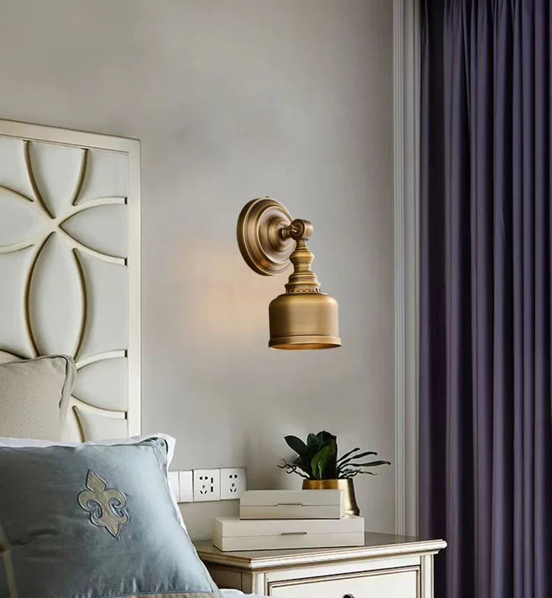 Koperen Wandlamp – Vintage LED Sconce met Helder Glas E14