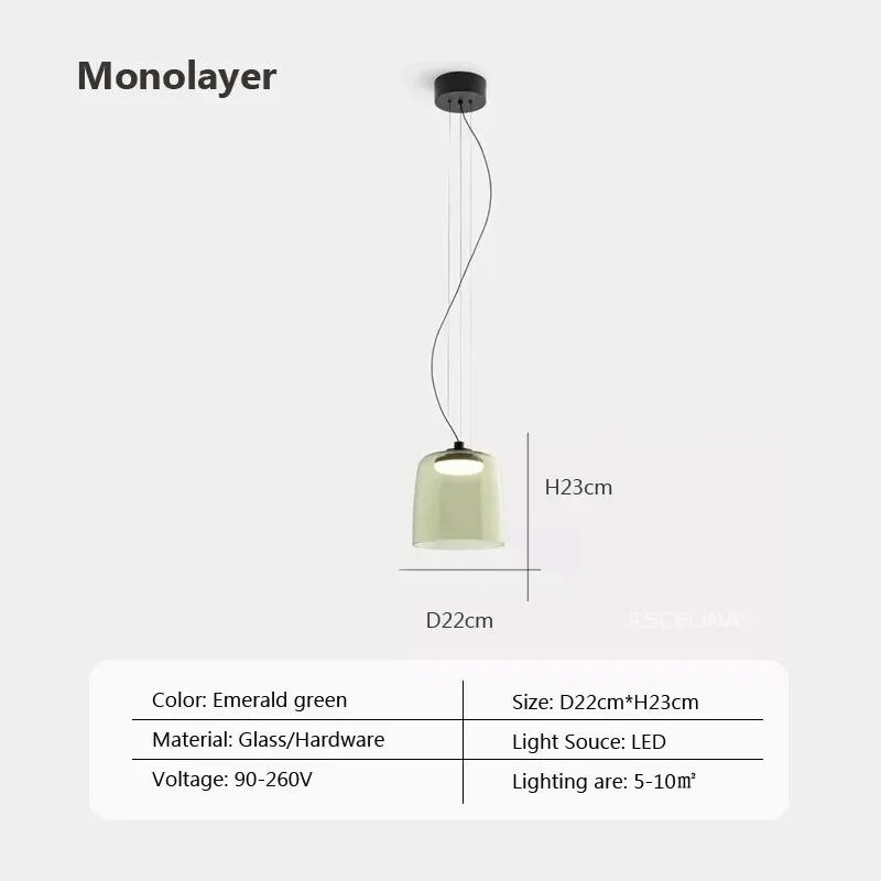 Nordic LED Hanglamp van Glas – Kleurrijke Moderne Plafondlamp