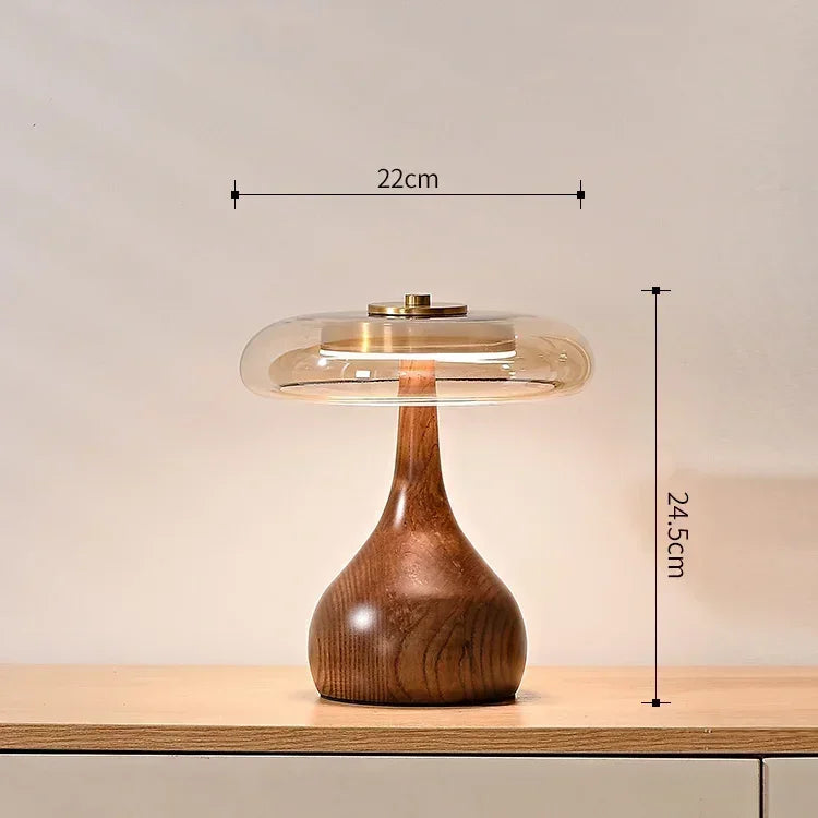 Retro Franse Tafellamp LED Glas & Hout Voor Slaapkamer & Studie