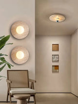 Wabi-Sabi Plafondlamp – Travertin Steen LED Ø12cm/Ø15cm