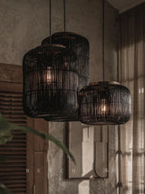 Japanse Rieten Hanglamp Wabi-Sabi Handgeweven E27 Voor Woonkamer
