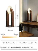 Moderne Houten Tafellamp LED – Dimbaar met Touch Bediening