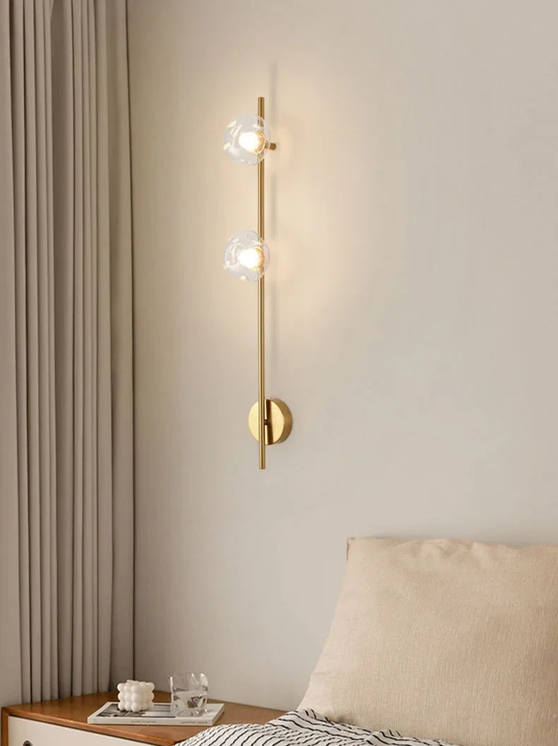 Minimalistische Wandlamp – Grijs Helder Glas & Goud/Zwart Metaal