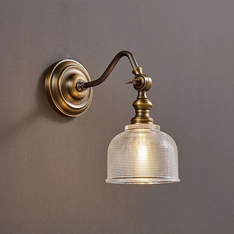 Koperen Wandlamp – Vintage LED Sconce met Helder Glas E14