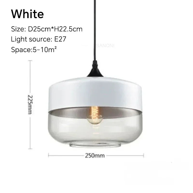 Nordic LED Hanglamp Glas & Hout – Moderne Plafondlamp E27