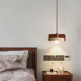 Mid Century LED Hanglamp Hout & Geel Travertijn – Modern Design