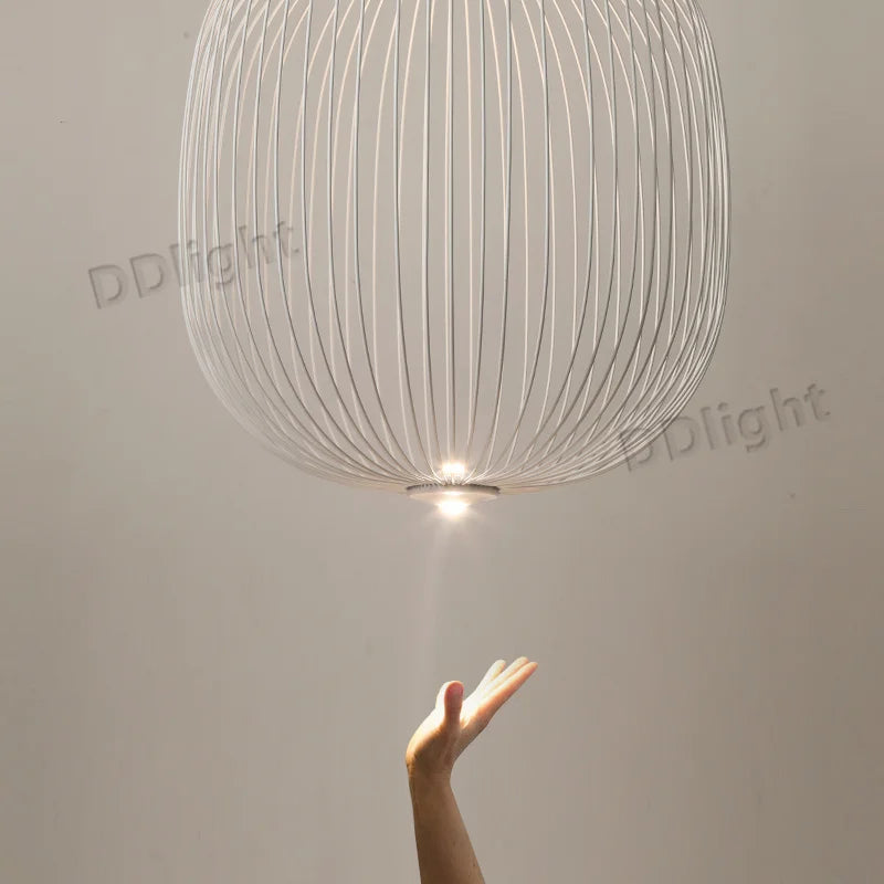 Moderne Italiaanse Spokes Hanglamp LED Metaal Kooi Design – Zwart
