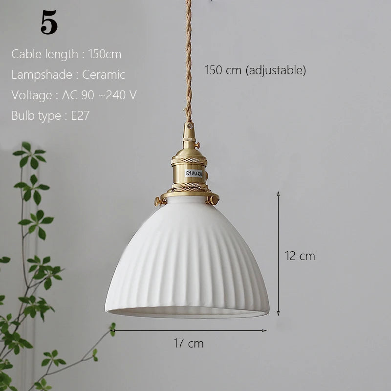 Japanse Keramische Hanglamp – Scandinavische Witte Plafondlamp E27