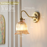 Japanse Retro Bloem Glazen Wandlamp E27 LED Bedlamp Modern Nordic
