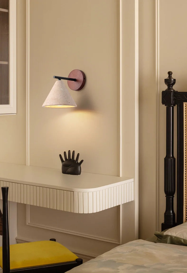 Travertin Wandlamp met E27 Fitting – Natuursteen & Hout Beige