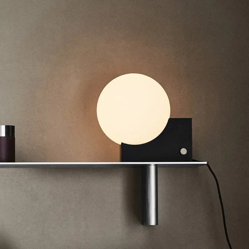 Deense Tafellamp LED Glas Bol RVS Basis Voor Slaapkamer