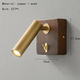 Wandlamp met Schakelaar – Hout & Messing, Goud/Zilver, E27 LED