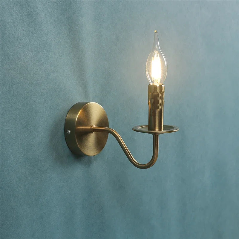 Nordic Wandlamp Kaarsstijl Retro Metaal E14 Slaapkamer Bedlamp