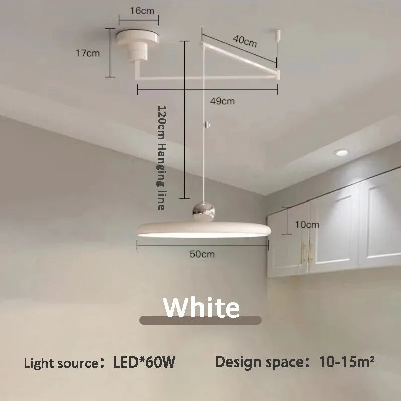 Franse LED Hanglamp – Verstelbare Chrome UFO Plafondlamp 15–30m²