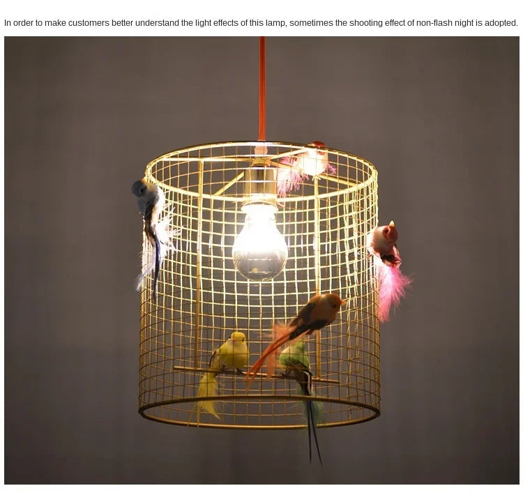 Nordic LED Birdcage Hanglamp Goud – Art Deco Restaurant & Woonkamer