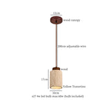Mid Century LED Hanglamp Hout & Geel Travertijn – Modern Design