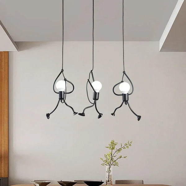Vintage Iron Chandelier LED E27 Voor Woonkamer & Kinderkamer Zwart