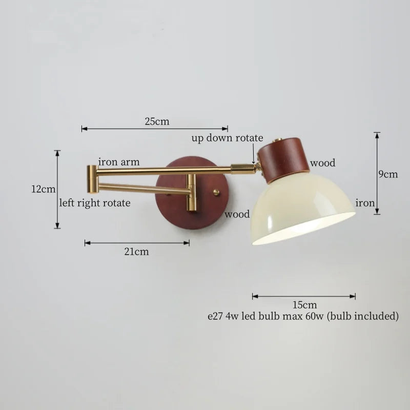 Wandlamp Nordic Wit Pompoen – LED, E27, Draaibare Arm, Moderne Stijl