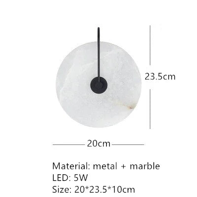 Ronde Marmeren Wandlamp – Nordic Minimalistisch LED Bedlamp