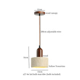 Mid Century LED Hanglamp Hout & Geel Travertijn – Modern Design