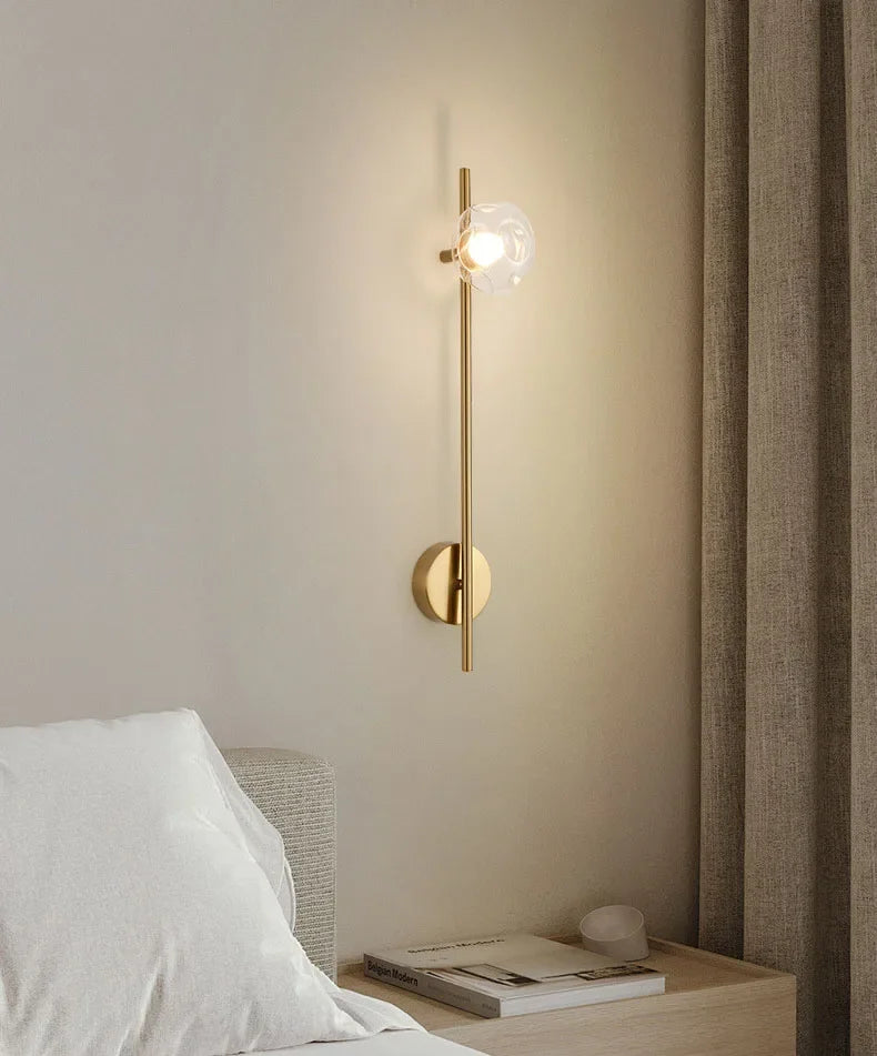 Minimalistische Wandlamp – Grijs Helder Glas & Goud/Zwart Metaal