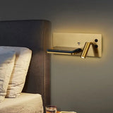 Multifunctionele Wandlamp – LED, USB & Draadloze Oplader, Zwart/Goud/Wit