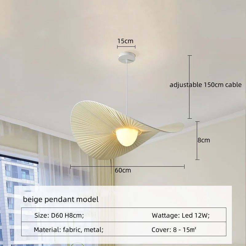 Nordic Beige Stoffen LED Hanglamp – Moderne Dimbare Plafondlamp