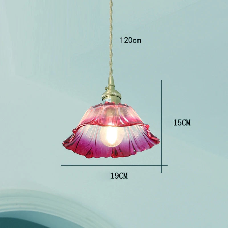 Vintage Bloem Hanglamp Glas E27 Voor Woonkamer, Slaapkamer & Bedside