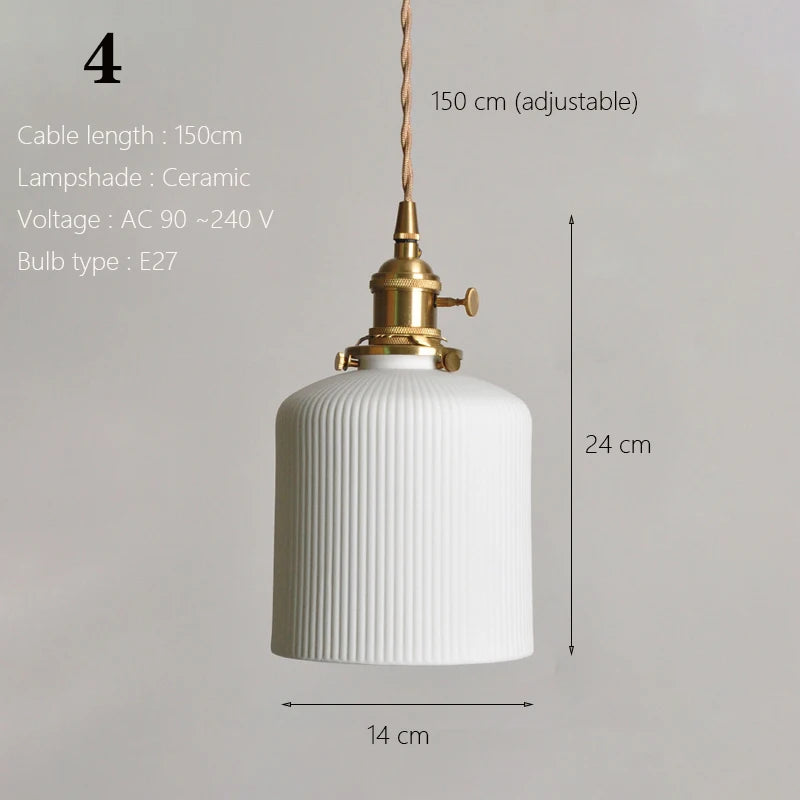 Japanse Keramische Hanglamp – Scandinavische Witte Plafondlamp E27
