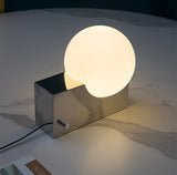 Deense Tafellamp LED Glas Bol RVS Basis Voor Slaapkamer