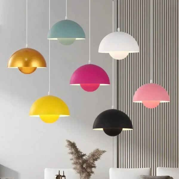Moderne Nordic Bloemknop Hanglamp – Metaal, LED, E27, Meerdere Kleuren