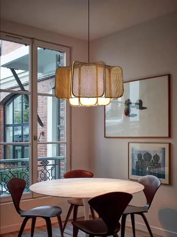 Japanse Wabi Sabi Boheemse Rotan Hanglamp