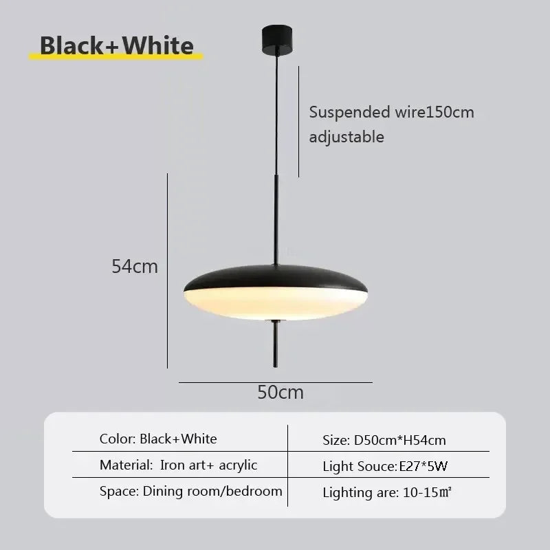 Nordic LED Hanglamp – Vliegende Schotel Design – Zwart/Wit – E27