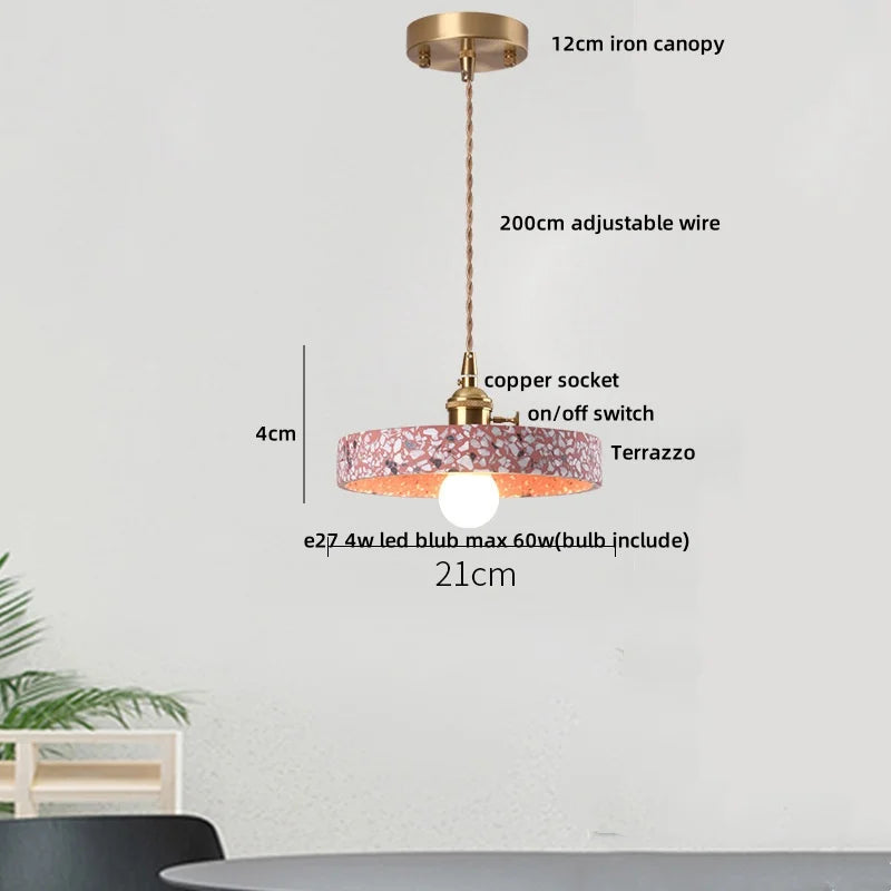 TerraLume LED Hanglamp – Moderne Terrazzo & Koper Designlamp