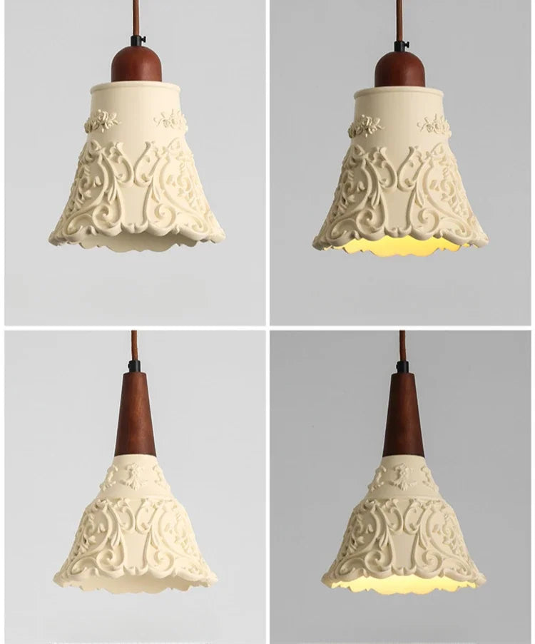 Antieke Hanglamp Resin – Retro Bloemen Design, E27, Franse Stijl