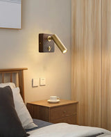 Wandlamp met Schakelaar – Hout & Messing, Goud/Zilver, E27 LED