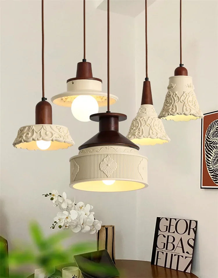 Antieke Hanglamp Resin – Retro Bloemen Design, E27, Franse Stijl