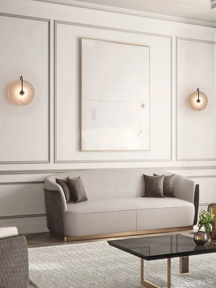 Ronde Marmeren Wandlamp – Nordic Minimalistisch LED Bedlamp