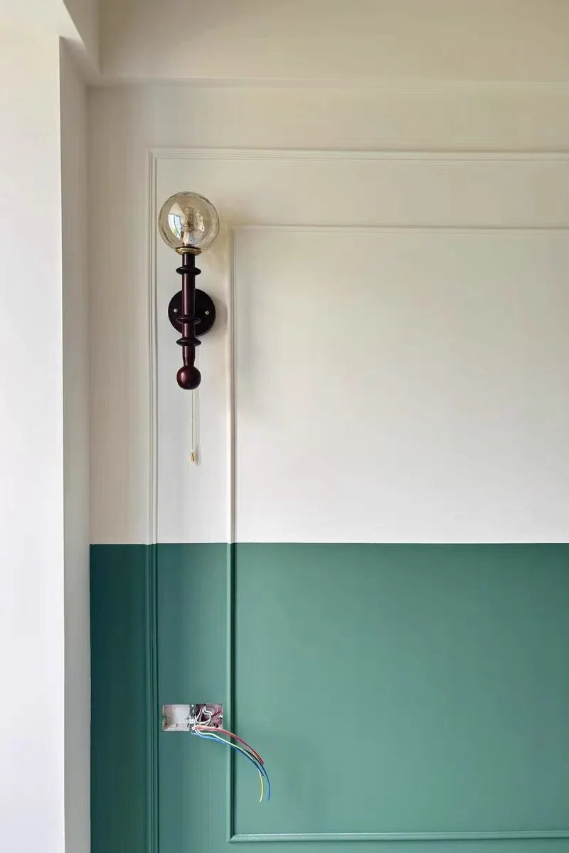 LED Wandlamp Glas & Hout – Vintage Bedlamp voor Woonkamer