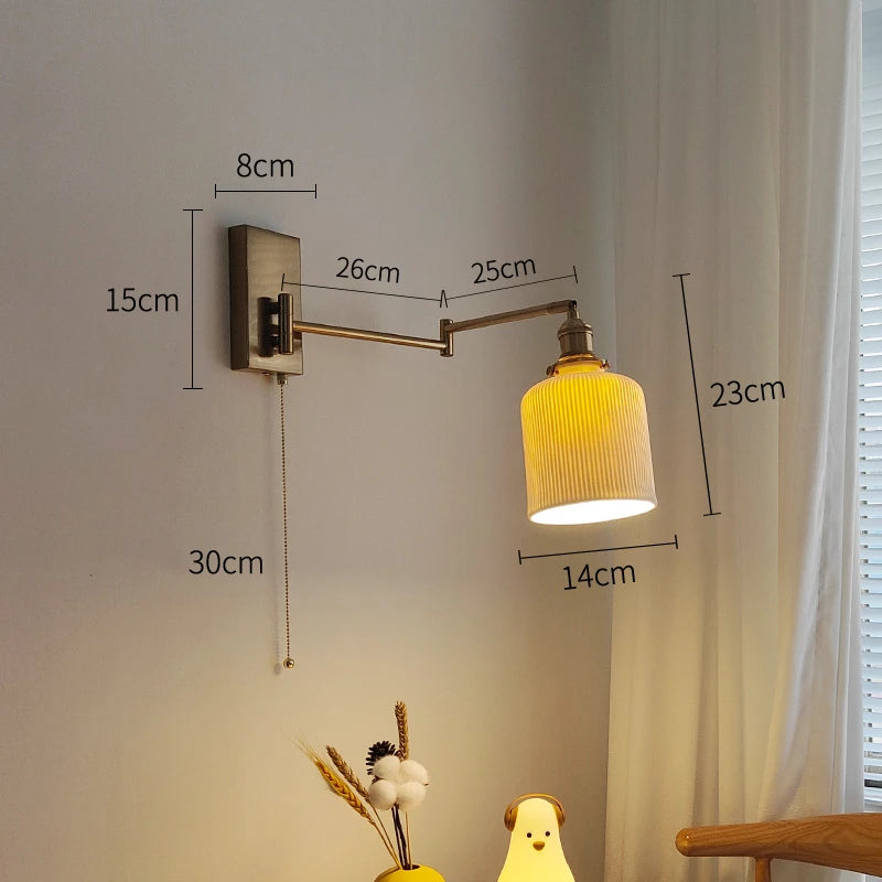 Nordic LED Wandlamp Keramiek – Moderne Sconce met Trekschakelaar