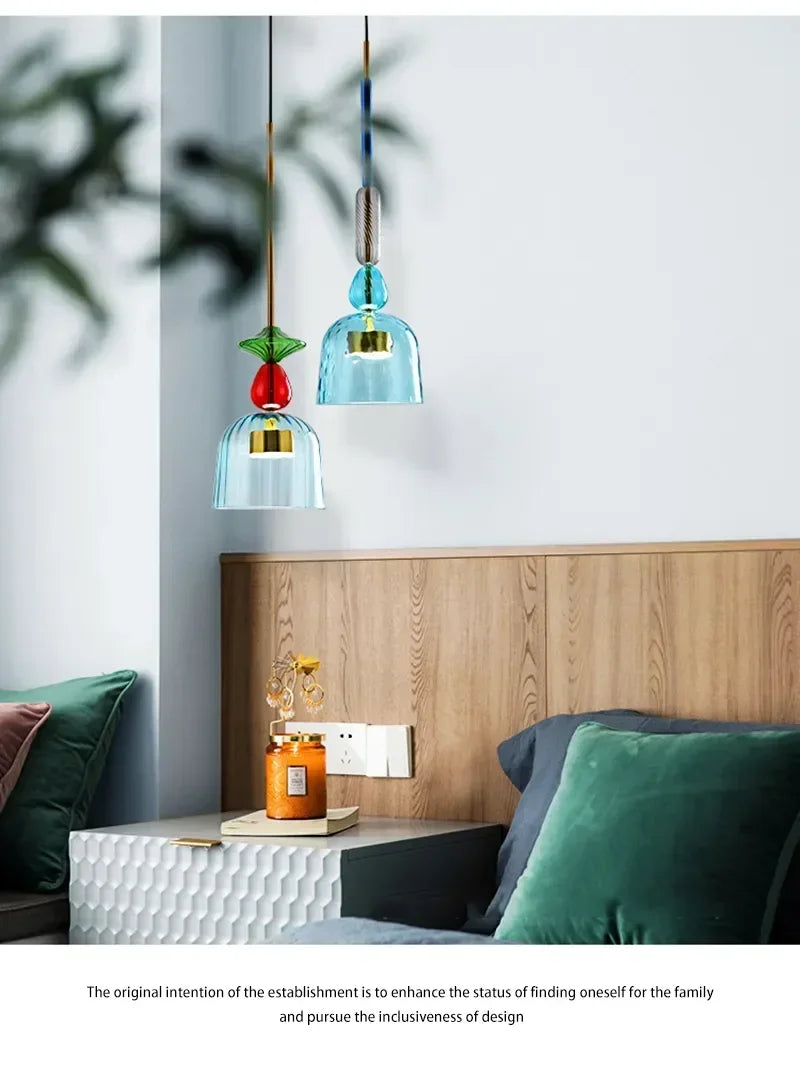Moderne LED glazen hanglamp – kleurrijk design voor keuken & eetkamer
