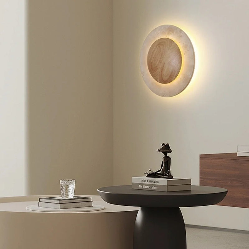 Travertin Wandlamp – Wabi-Sabi LED Natuursteen Bedlamp